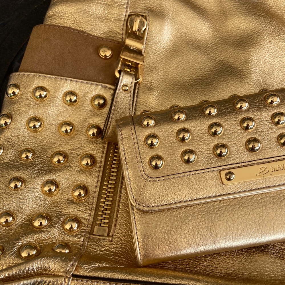 B Makowsky gold stud Bag & Wallet set